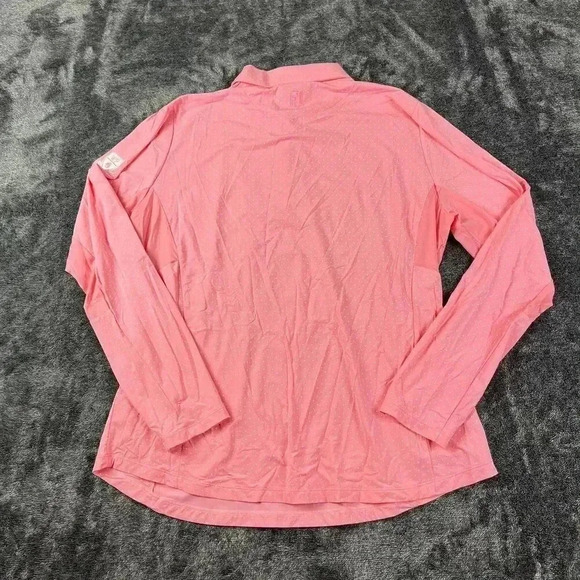 Footjoy Women's 1/4 Button Up Pullover Long Sleeve Polka Dot Pink Golf M/L - Picture 8 of 11